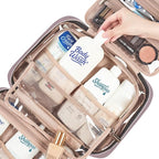 NISHEL Travel Toiletry Bag for women, Portable Hanging Organizer for Full-Sized Shampoo, Conditioner, Brushes Set, Makeup Accessories, Large Size, Peach Pink
