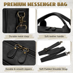 RAINSMORE Mens Laptop Bag PU Leather Messenger Bag 15.6 Inch Briefcase Vintage Computer Satchel Bag for Work Business