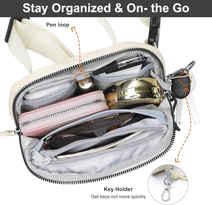 Mini Belt Bag for Women, RFID Small Fanny Pack, Womens Fashion Waist Packs with Extender Strap, Crossbody Bum Bags