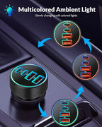 2 Pack USB C Car Charger, 90W 4-Port Cigarette Lighter USB Charger Multiport Type C Super Fast Car Phone Adapter Accessories for iPhone 17 16 15 14 13 12 Pro Max, iPad, Galaxy S26 S25 S24, Android