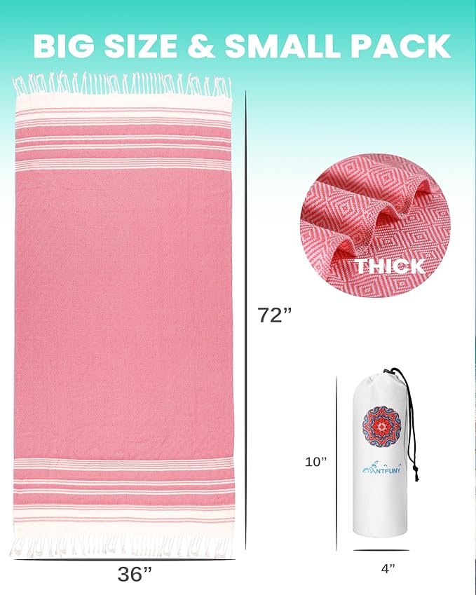 Antfuny 6 Packs Turkish Beach Towels Vacation Essentials Quick Dry Sand Free Soft Absorbent Extra Large XL Big Blanket Adult Oversized Bath Pool Swim Towel Set Bulk Multipack Thin Sandless Fast