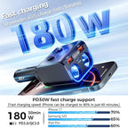 SONRU 180W Cigarette Lighter Splitter, 30W PD & Dual QC3.0 Car Charger Adapter,24V/12V Car USB Adapter 2-Socket with Voltmeter Fast Charging for iPhone 17/16/15 Car Devices