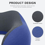 urnexttour Travel Pillow for Airplane Memory Foam Neck Pillow, Soft & Support Travel Pillow for Travelling, Sleeping Rest, Car, Train and Home Use (Dark Blue)