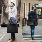 IGOLUMON Messenger Bag for Men 15.6 inch Vintage Leather Waterproof Laptop Briefcase for Men Large Computer Laptop Bag Leather Satchel Bag Retro Shoulder Bag for Office Business Travel College, Black
