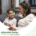 rockpapa Comfort Kids Headphones for School, Lightweight Foldable Portable Childs Boys Girls Teens Headphones Wired 3.5mm with 4.9ft Cord for Travel Airplane Tablet Phone Pad Laptop Black/Green