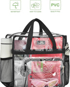 MAY TREE Clear Bag for Stadium Events, 12x6x12 Clear Tote Bag with Removable Strap, Transparent Bag for Concert Sports Gym, White Block-Strap