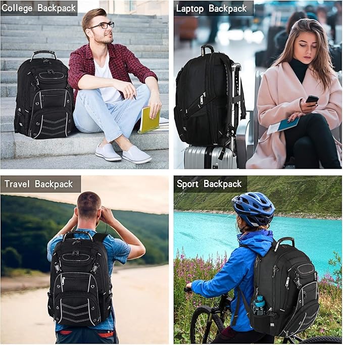 VECKUSON 18.4 Laptop Backpack for unisex, 60L Extra Large Gaming Laptops Back Bag,TSA Friendly Flight Approved and RFID Anti-Theft Pocket Heavy-duty Pack,21.3 * 15.7 * 11.8inch Grey