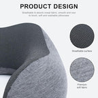 urnexttour Travel Pillow for Airplane Memory Foam Neck Pillow, Soft & Support Travel Pillow for Travelling, Sleeping Rest, Car, Train and Home Use (Dark Grey)