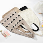 Pleneal Crochet Tote Bag, Mesh Beach Bag, Knitted Shoulder Beach Bags for Women Vacation Aesthetic Hobo Tote Bags
