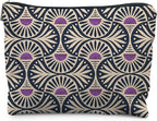 Boho Makeup Bag Gifts for Women, Sunset Leaf Aesthetic Makeup Pouch(Purple)