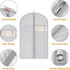 Syeeiex 40" Suit Bag, Set of 5 Garment Bags for Hanging Clothes, Suit Bags for Closet Storage, Garment Bags for Storage Suits,T-shirts, Jackets and Coats(Grey Arrow)