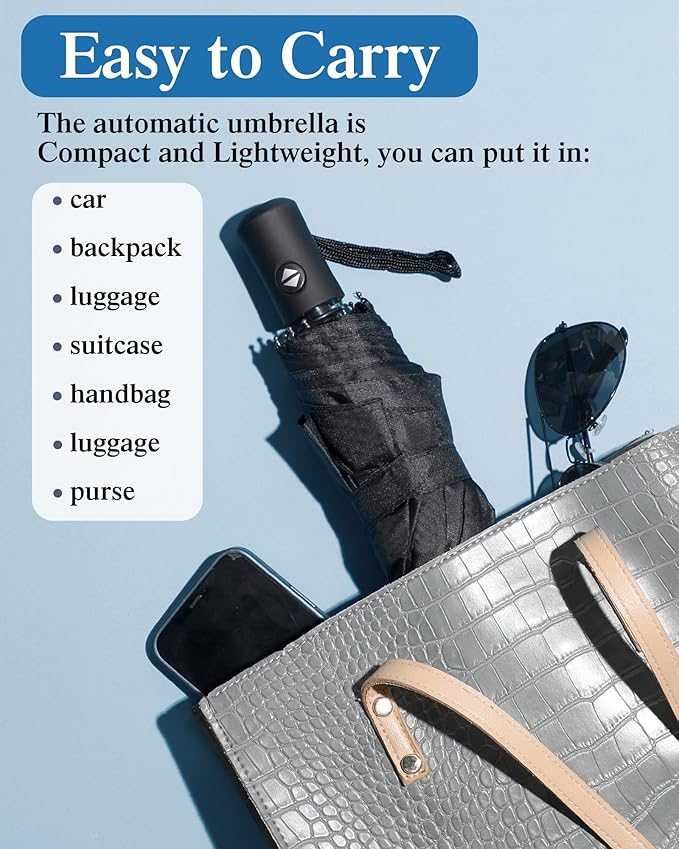 Yahenda 4 Pack Windproof Travel Umbrella Automatic Open & Close Folding Umbrellas for Rain Portable Umbrella Set for Men Women Backpack & Car Essentials