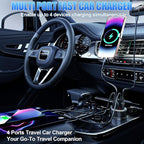 Car Charger USB C, 78W 4 Port Fast Charging Car Phone Charger Adapter, Dual USB-C & USB-A Cigarette Lighter Adapter with Voltage Display for iPhone 17 16 15 iPad Samsung Android