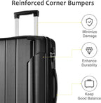 2 Piece Luggage Set, Hardside Suitcase with Spinner Wheels, TSA Lock & Expandable Hard Shell, Carry on and Checked Luggage for Travel, Maletas de Viaje for Men & Women (Black, 20+28Inch)