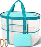 2026 Stylish & Spacious XX-Large Beach Bag for Women – Mesh × Canvas Tote with Top Zipper, 11 Tall Pockets | 40L+ Spacious, 11 Tall Pockets, Zipper Pouch, Secure Zip-Top, Sand-Resistant Base