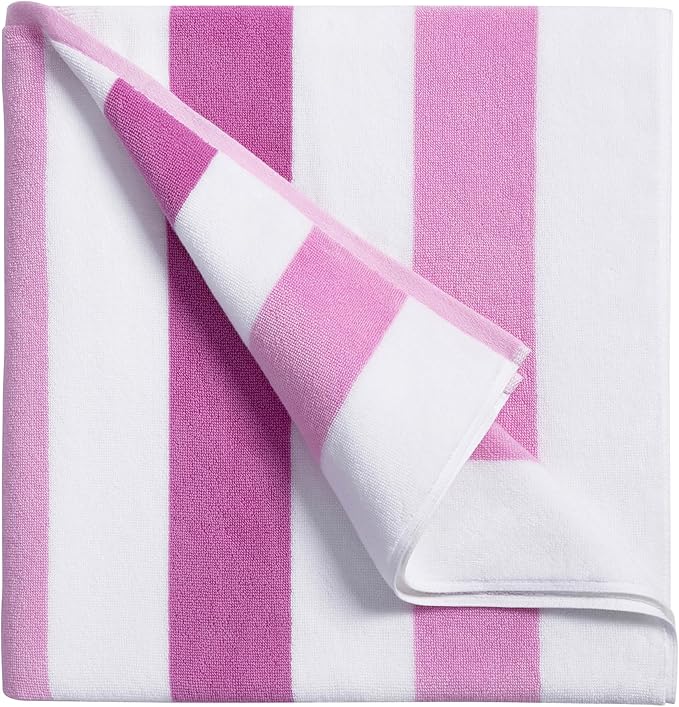 Bornbay Large Beach Towel Oversized - 40"X70" Big Cute Beach Towels, Extra Large Thick Pink Stripe Towels, XL Wide Fluffy Swimming Towel Oversize, Giant Mauve Stripe Cotton Pool Towel for Adults