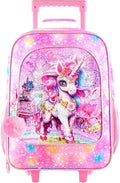 HPJGD Girls Luggage, Kids Sequins Rolling Luggage, Cute Unicorn Travel Carry on for Elementary Preschool Toddler
