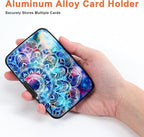 Mayski Credit Card Holder, RFID Blocking, Aluminum Alloy Hard Case, Small Mini Business Metal Wallet for Women Men, Mandala