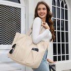 HOMESPON Large Canvas Tote Bag for Women Everything Bag with Pockets and Laptop Sleeve