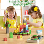 Mini Magnetic Blocks STEM Toys for Kids Ages 3-8, 35PCS Travel Building Set with Magnetic Storage Tin Box, Educational Construction Toys for Toddlers, Preschool Birthday Gift for Boys & Girls