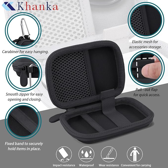 khanka for Anker Nano Power Bank Ultra-Slim 5,000Mah & Maggo Power Bank 10K Case,Compatible with Anker A1665/A1664 Slim Magnetic Charger, Protective Carrying Case Only (Black)