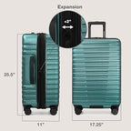 U.S. Traveler Boren Expandable Hardside Rugged Travel Luggage with 8 Spinner Wheels, Teal, Checked-Medium 26-Inch