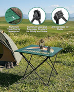 VILLEY Portable Camping Side Table, Ultralight Aluminum Folding Table with Mountain Silhouette Print and Carry Bag for Camping, Picnic, Beach, Travel