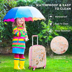 GYMAX 2Pc Kid Carry On Luggage Set, 12" & 18" Kids Suitcase with 4 Spinner Wheels, Travel Rolling Trolley