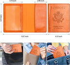 Passport and Vaccine Card Holder Combo, Passport Holder with Vaccine Card Slot, Passport Wallet, Passport Cover, Passport Case, Passport Holder for Women and Men(BA-Orange)