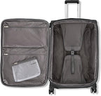Samsonite Soft-Sided 25-Inch Lightweight Medium Checked Expandable Element Suitcase: Durable, 360° Spinner Wheels, Adjustable Telescopic Handle, 2 Front & 1 Side Pocket -Black