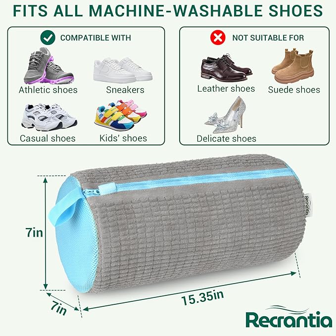 Shoe Washing Machine Bag - Set of 2 Shoe Washing Bags, 360° Deep Clean Shoes Laundry Bag, Reusable Shoe Bag for Washing Machine, Sneaker washing machine bags, Grey