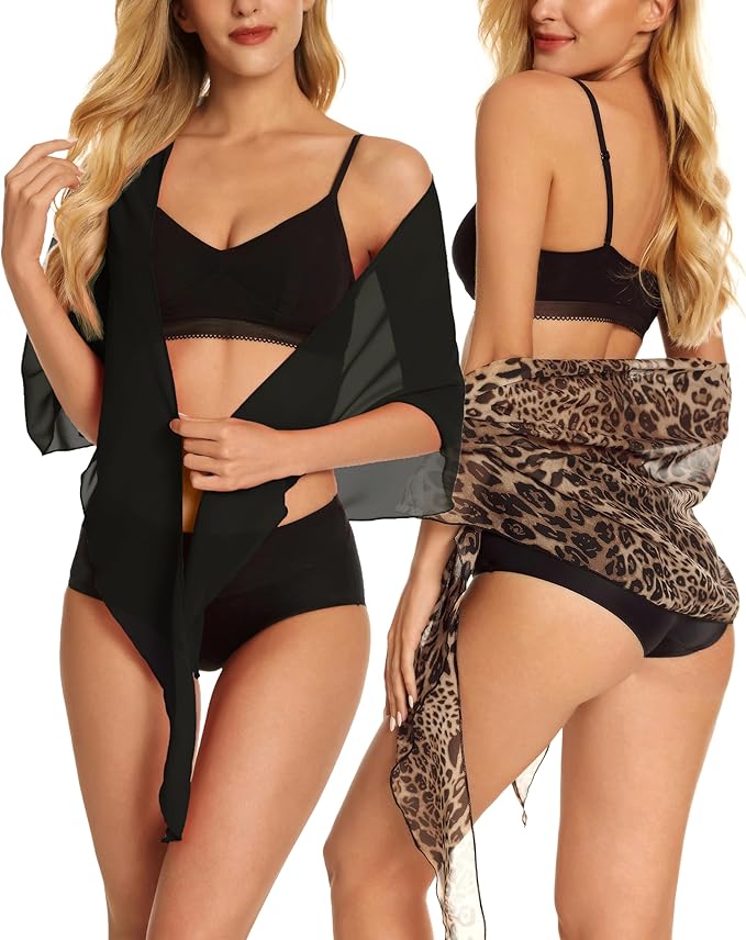 CHICGAL 2 Pieces Women Beach Sarong Bathing Suit Wrap Skirt Sheer Bikini Swimsuit Cover Ups for Swimwear