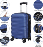 SUPER DEAL Spinner Luggage 21 Inch Hardside Expandable Suitcase Travel Carry On Luggage with 360° Swivel Wheels and Height Adjustable Handle, Blue