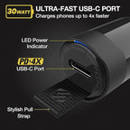 Scosche CPDC30 Mini USB-C 30W Car Charger for Cigarette Lighter Outlet, Power Adapter Plug with 4 FT Long USBC to Type-C Fast Charging Cable Cord Compatible with Android, iPhone & iPad, Black