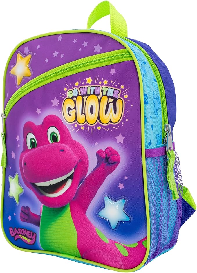 AI ACCESSORY INNOVATIONS Barney The Purple Dinosaur Mini Backpack, 12 x 10 x 4 inches, Kids School Bag with Zip Pockets, Purple