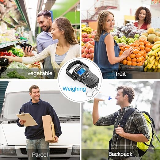75Kg/165Lb Digital Luggage Scale for Travel, Fishing Weight Scale Unit with 1.5M Measuring Tape, Suitcase Weight Unit Can Switch Kg/Lb/Jin/Oz 4 Units, with Hook, Battery Included