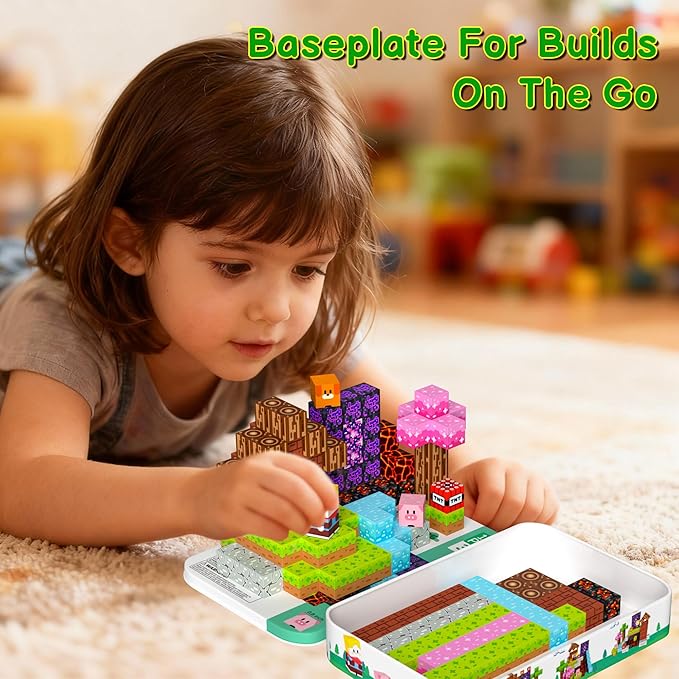 Magnetic Blocks Travel Magnetic Building Blocks Cubes - 150 PCS Tin Box Magnet Toys Set STEM Educational for Kids Ages 4-8 6-8 8-12 Year Old Boys Girls Gifts Birthday Christmas