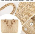 Tavaleu Straw Beach Bags for Women, Large Beach Bag Summer Woven Tote Bag Travel Shoulder Handbags for Holiday