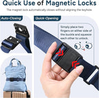 Travel Inspira Magnetic Quick-Release Travel Belt for Luggage Strap - Hands-Free, Lightens Load, Secures Multiple Bags, Adjustable & Lightweight for Effortless Travel