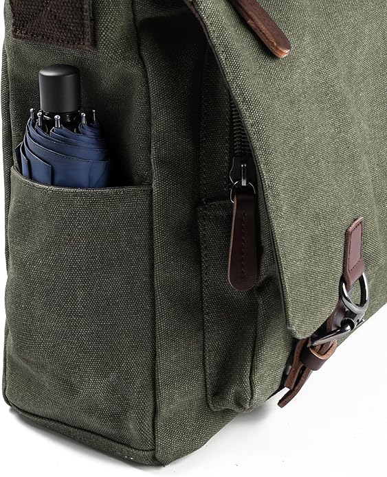 Evergoo Vintage Messenger Bag Unisex Shoulder Bags Canvas Satchel Cross Body Work Satchel Briefcase for 15.6 Inch Laptop