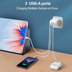 3 USB A Ports Charger Block，YTFCYIKBG Cell Phone wall Chargers，USB Cube wall Plug，for iPhone 14/13/12/11/X/XR/X/8/7/6, Galaxy, Android Phones and More （White）