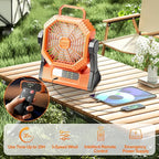 VVU&CCO Table Fan Portable Fan for Camping with LED Lantern,10000mAh Rechargeable Battery,30H Runtime,USB-C Fast Charging,3 Speeds Strong Airflow,Cordless for Travel Barbecue Home Office Tent Desk
