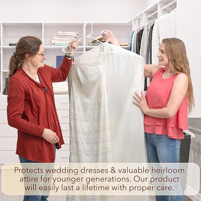 Luxury Cotton Garment Storage Bags, Medium and Large, Breathable Washable Reusable, for Hanging Clothes, Dresses, Jackets, Suits, Fits 3 Hangers, Zipper Window (2, 24x40 and 24x50)