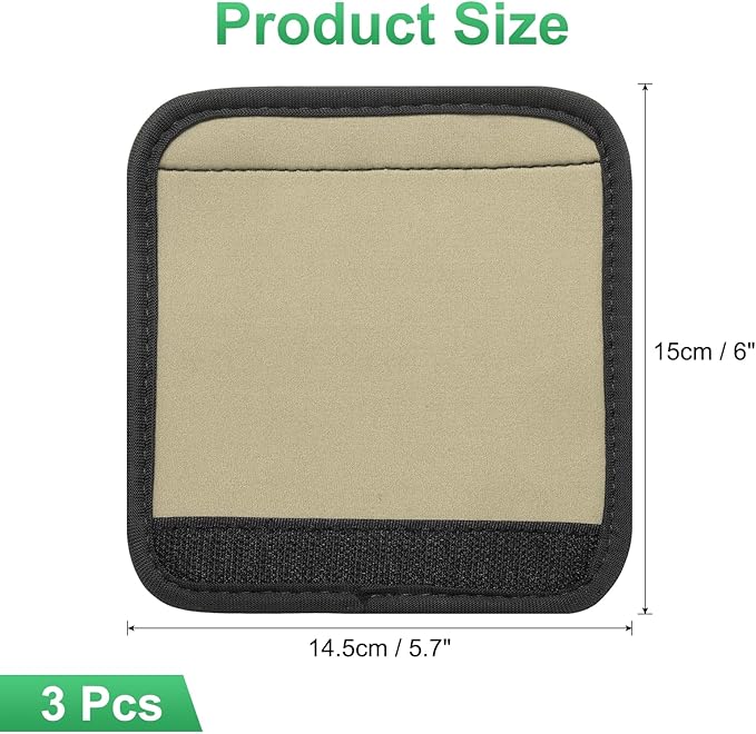uxcell 3 Pcs Luggage Handle Wrap for Suitcase, Neoprene Handbag Grip Cover Protector Luggage Identifiers Suitcase Handle Wraps for Luggage Shopping Bag Travel Bags, Dark Khaki