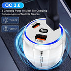 Amiss Car Charger Adapter, 3 Port USB-C & USB-A 90W Fast Charger, Car Interior Accessories, Essential Travel Gifts for Men and Women, Fit for iPhone 17/16/15/14/13Pro Max, Samsung, Android (White 2pc)
