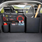 PU Leather Hanging Trunk Organizer - Sturdy Non-Sagging Car Trunk Organizer for SUV Sedan Truck - Waterproof Easy Clean Backseat Organizers Hanging Storage