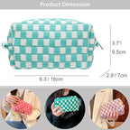 PAZIMIIK Checkered Makeup Bag for Purse Portable Zipper Make Up Pouch Small Cosmetic Case for Travel Accessories (6PCS Arctic Blue)