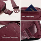 YOSHUYUKI Waist Belt Bag for Women Lulu Dupes Mini Small Crossbody Purse Sling Bag Cute Fashion Waterproof Fanny Pack Over The Shoulder Bags Fashionable Travel Running Belt Pouch Bum Bag Red Merlot