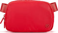 Pander Two Way Zipper Fanny Pack Nylon Everywhere Belt Bag for Women, Water Repellent Waist Packs, Crossbody Bags with Adjustable Strap (Red).