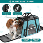 PetAmi Airline Approved Pet Carrier for Cats & Small Dogs, Soft Sided TSA Travel Carrier Bag Sherpa Bed, Breathable Mesh Ventilation, Collapsible Bowl, Fit Under Seat, Up to 18 lbs, Small Heather Blue
